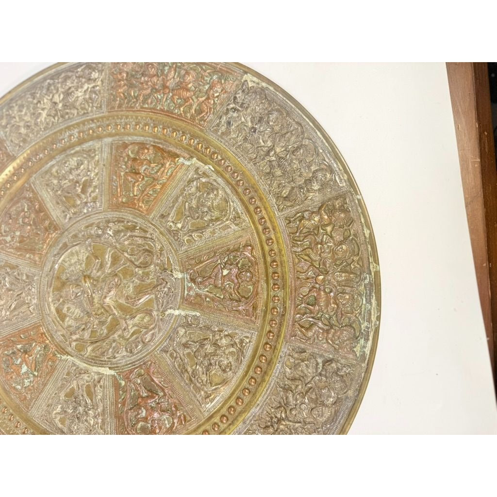 Thanjavur Wall Art Plate Charger Indian Tanjore Repousse Metal Vintage Antique Hand Forged Ganesha Shiva Hindu Brass, Copper, Silver India