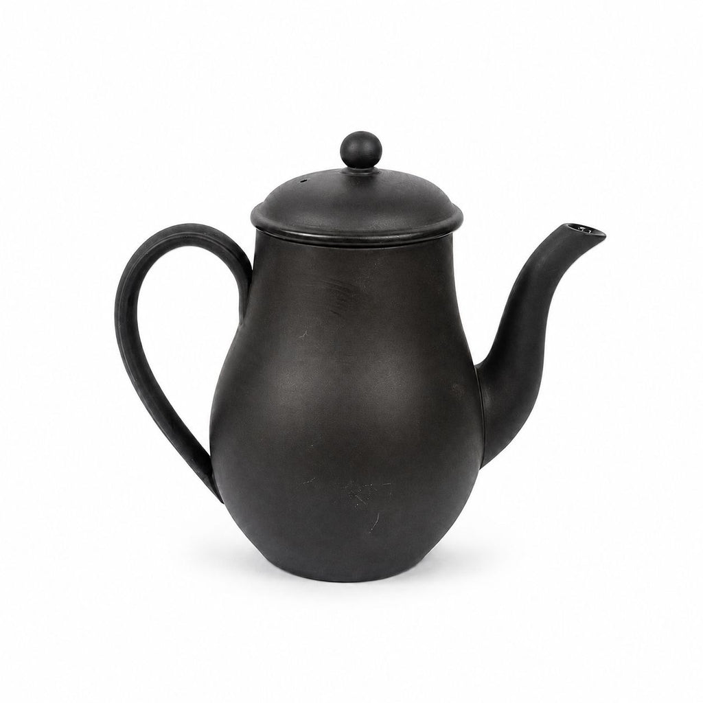 Coffee Pot Wedgwood Black Basalt Jasperware Vintage Rare Matte Black Teapot glazed inside 20th Century Made in England Replacement China