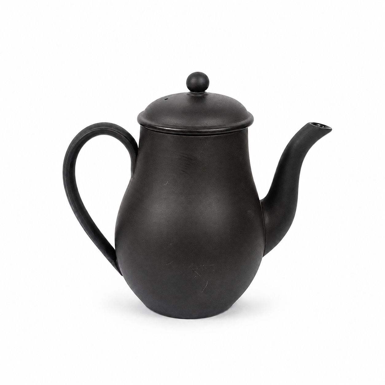 Coffee Pot Wedgwood Black Basalt Jasperware Vintage Rare Matte Black Teapot glazed inside 20th Century Made in England Replacement China