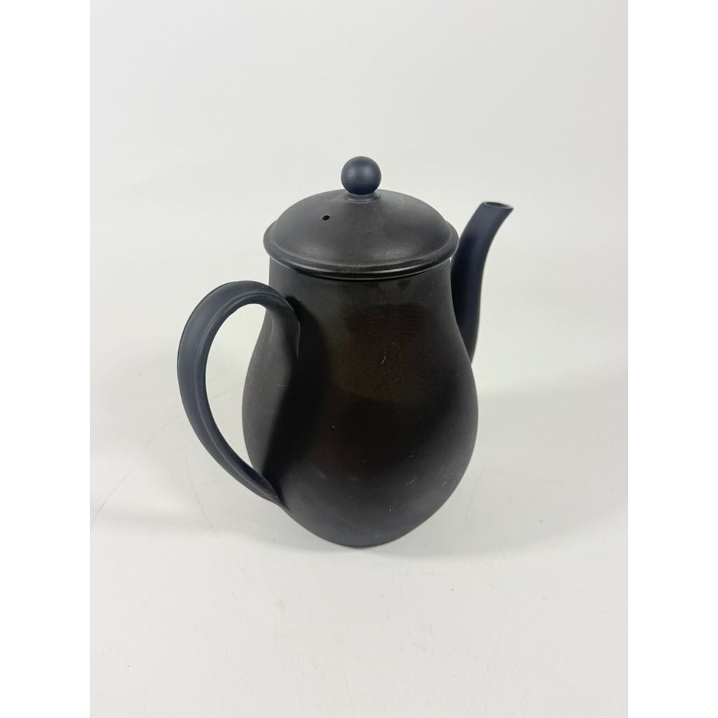 Coffee Pot Wedgwood Black Basalt Jasperware Vintage Rare Matte Black Teapot glazed inside 20th Century Made in England Replacement China