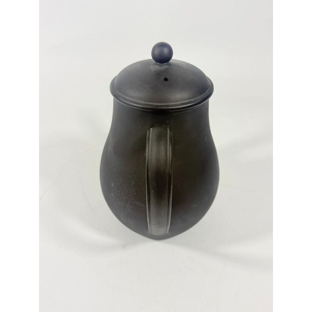 Coffee Pot Wedgwood Black Basalt Jasperware Vintage Rare Matte Black Teapot glazed inside 20th Century Made in England Replacement China