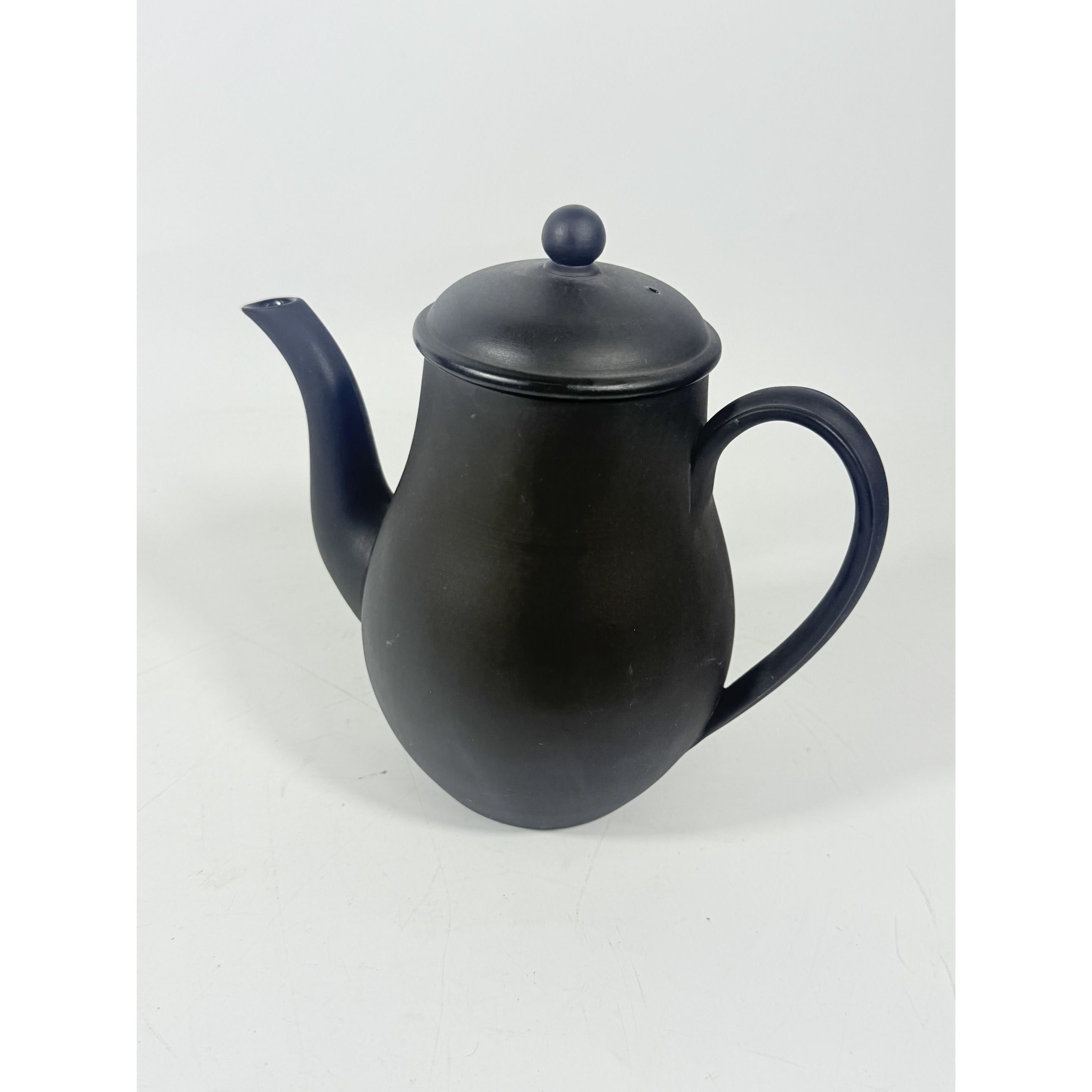 Coffee Pot Wedgwood Black Basalt Jasperware Vintage Rare Matte Black Teapot glazed inside 20th Century Made in England Replacement China