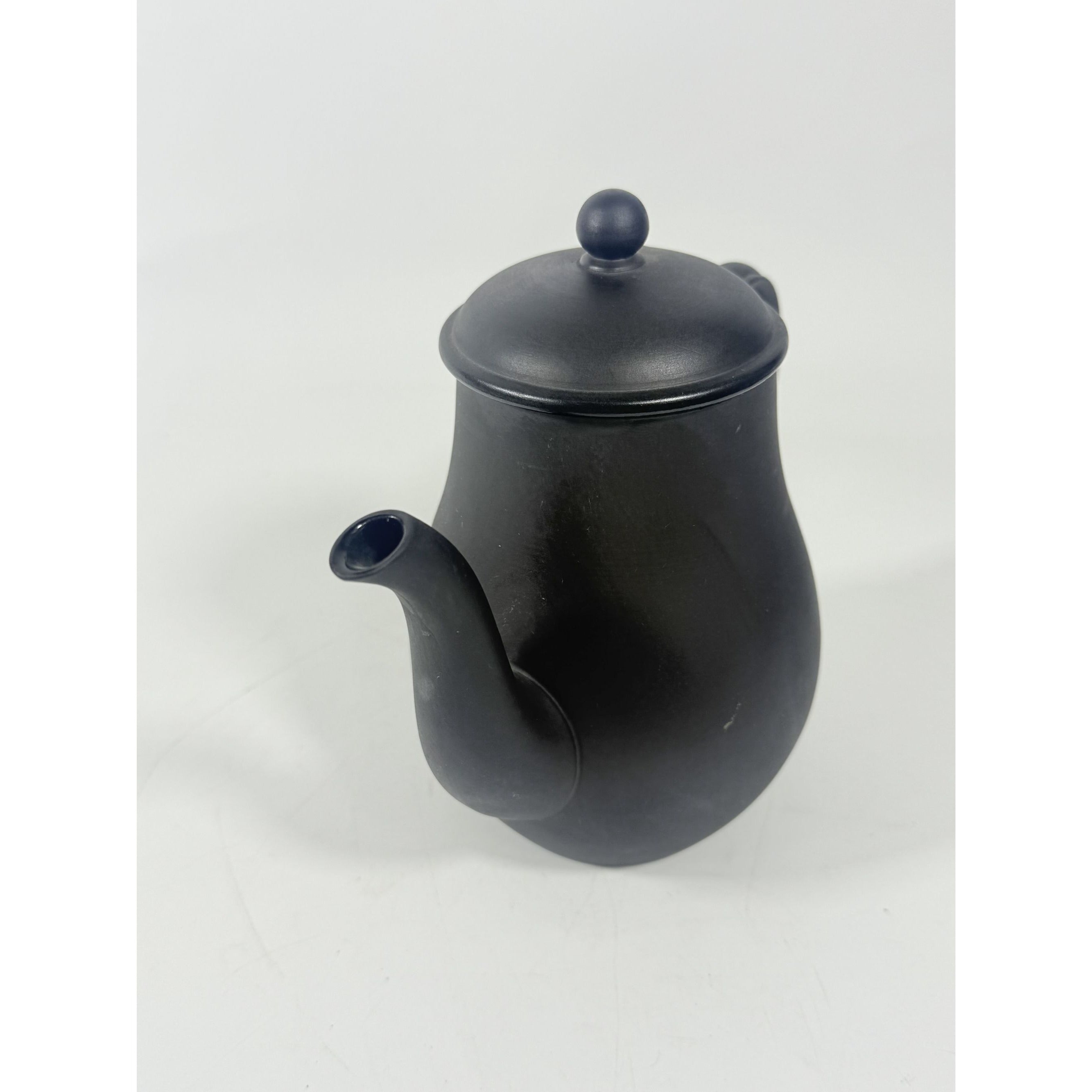 Coffee Pot Wedgwood Black Basalt Jasperware Vintage Rare Matte Black Teapot glazed inside 20th Century Made in England Replacement China